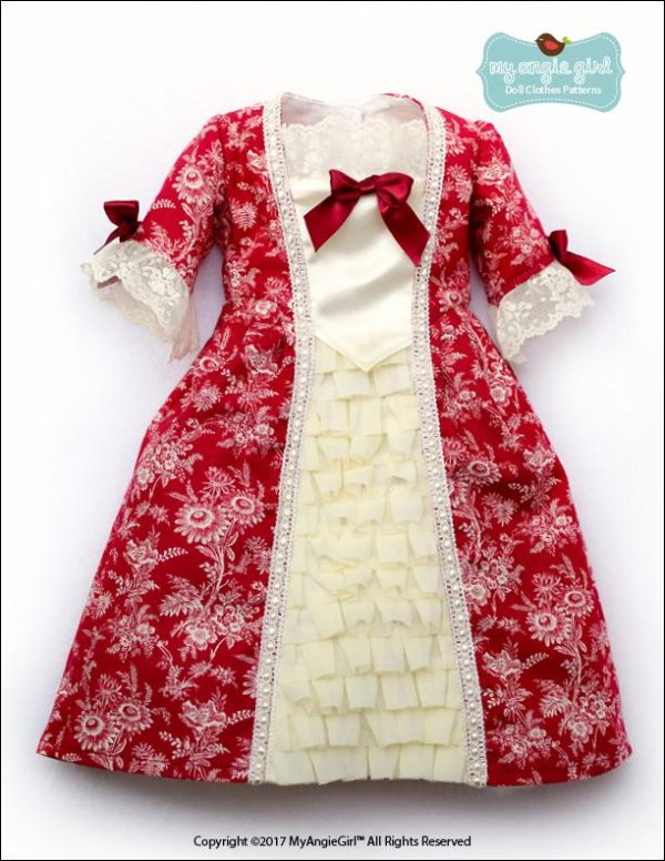 18th Century Colonial Gown 18  Doll Clothes Pattern Hot on Sale - Image 2