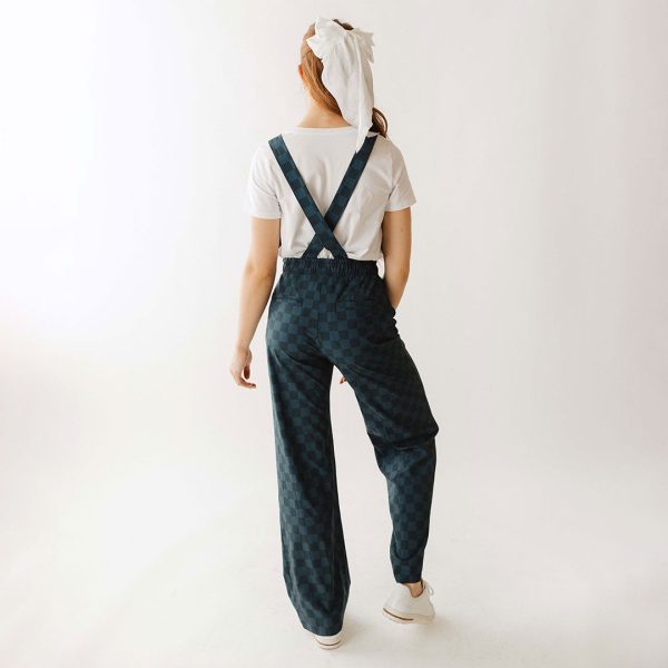 BYU Audrey Trouser Overalls, Blue Check Sale - Image 4