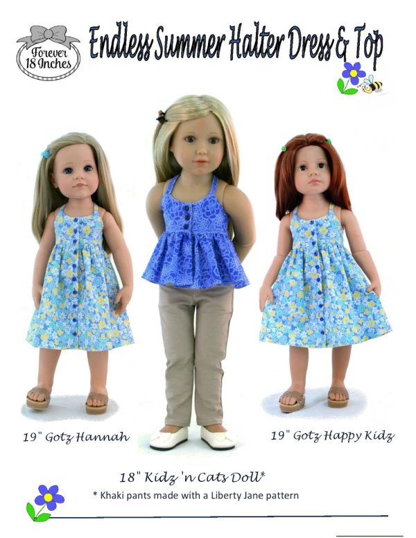 Endless Summer Halter Dress & Top Pattern for Kidz N Cats and 19  Gotz Dolls Online Sale - Image 3