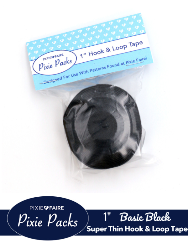 Pixie Packs 1  Wide Super Thin Hook and Loop Tape - Black on Sale