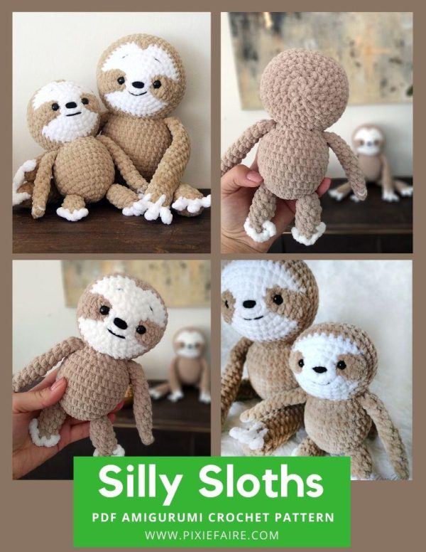 Silly Sloths Amigurumi Crochet Pattern For Sale - Image 2