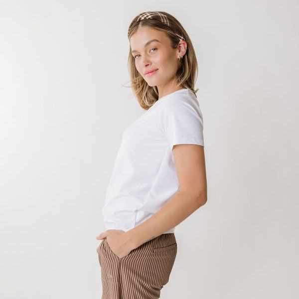 Ribbed Basic Tee, White on Sale - Image 5