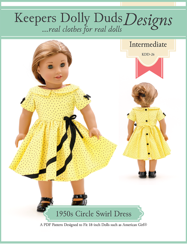 1950s Circle Swirl Dress 18  Doll Clothes Pattern Online Hot Sale