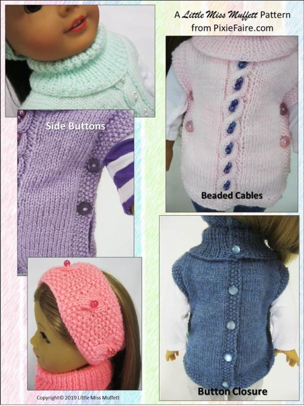 Pearly Poncho 18  Doll Knitting Pattern For Sale - Image 4