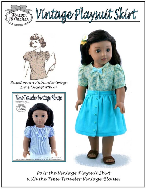 Vintage Playsuit Skirt 18  Doll Clothes Pattern Online Sale - Image 5