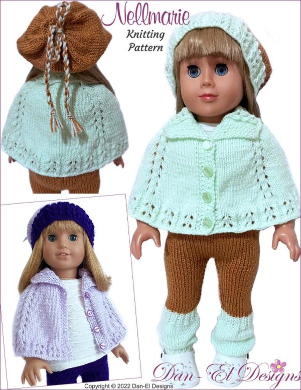 Nellmarie Knitted Outfit 18 inch Doll Clothes Knitting Pattern Supply - Image 2