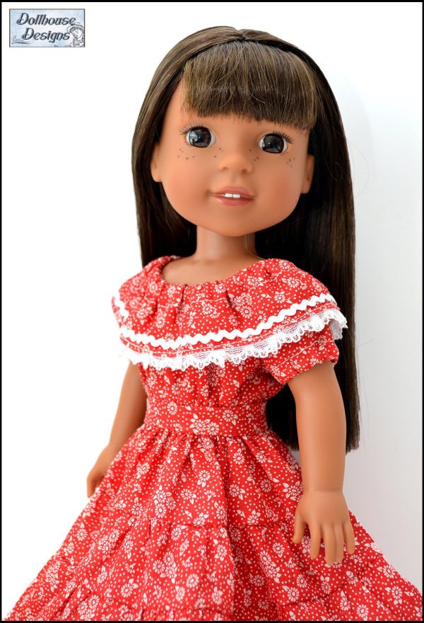 Fiesta Folklorico Dress & Blouse 14-14.5  Doll Clothes Pattern Online Sale - Image 2
