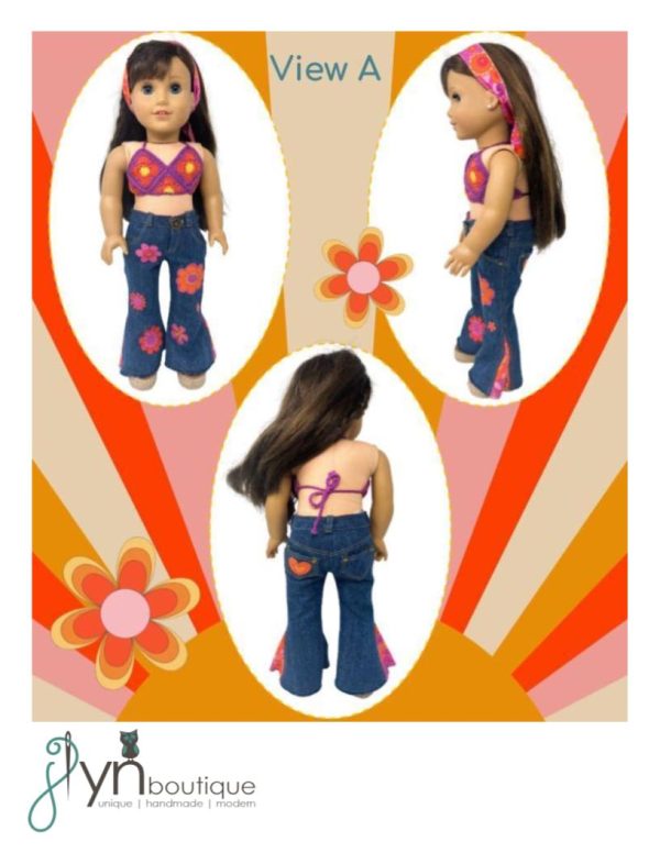 Sunshine  n Daisies Bell Bottoms 18  Doll Clothes Pattern on Sale - Image 3