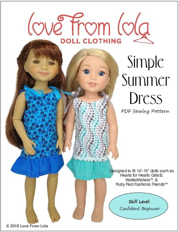 Simple Summer Dress 14-14.5  Doll Clothes Pattern Sale
