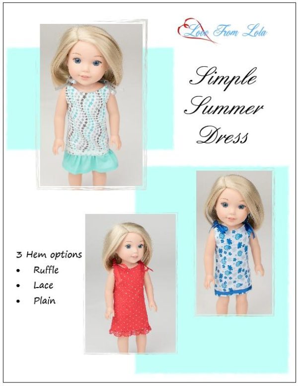 Simple Summer Dress 14-14.5  Doll Clothes Pattern Sale - Image 2