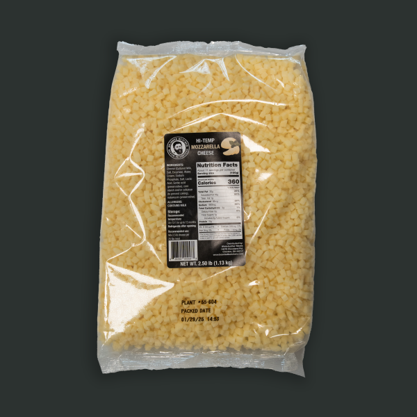Case of 8 Hi-Temp Diced Mozzarella Cheese 2.5lb Supply