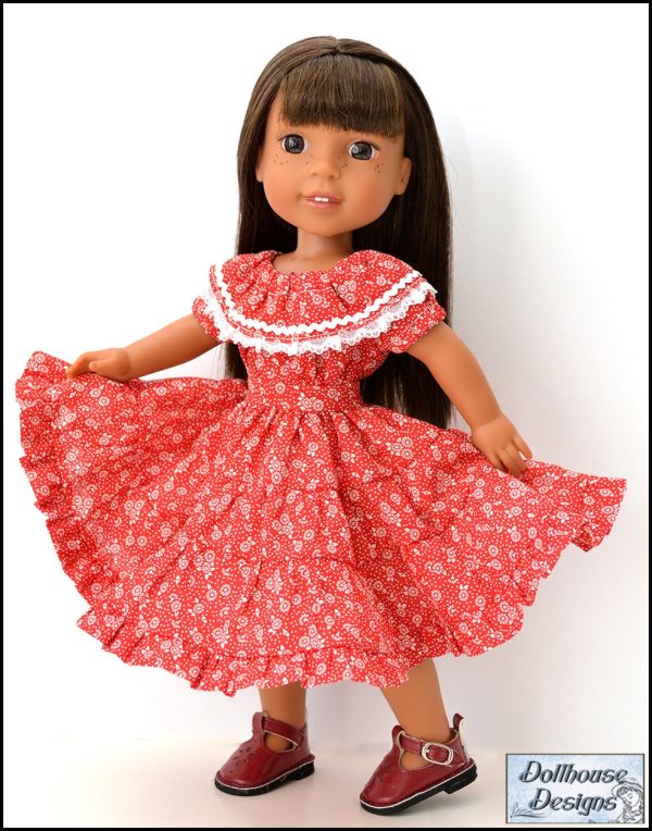 Fiesta Folklorico Dress & Blouse 14-14.5  Doll Clothes Pattern Online Sale - Image 3
