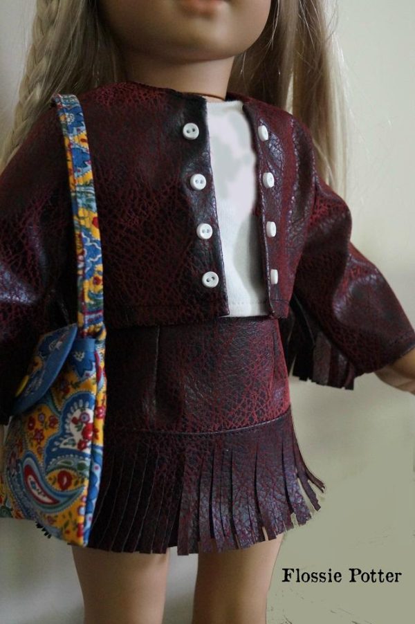 1970s Fringe Jacket & Mini Skirt 18  Doll Clothes Pattern For Sale - Image 2