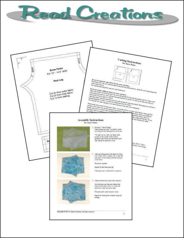 Snow Pants 14-14.5  Doll Clothes Pattern For Discount - Image 3