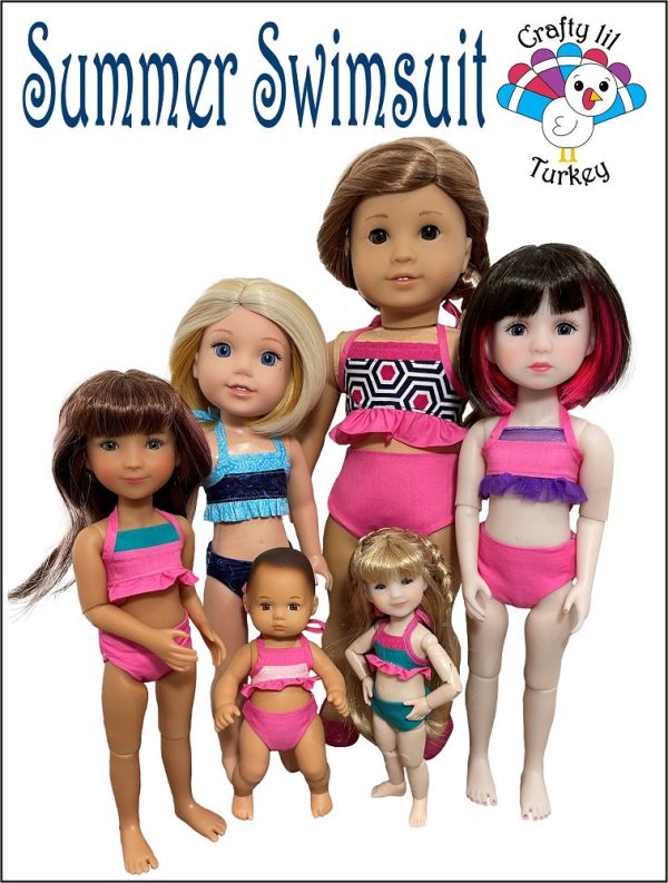 Summer Swimsuit Pattern For 8  BJD Dolls such as Mini Sara™ For Sale - Image 4