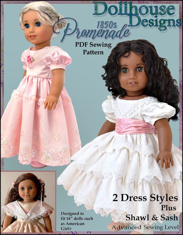 1850s Promenade 18  Doll Clothes Pattern on Sale