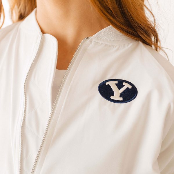 BYU Bomber Jacket, White For Cheap - Image 4