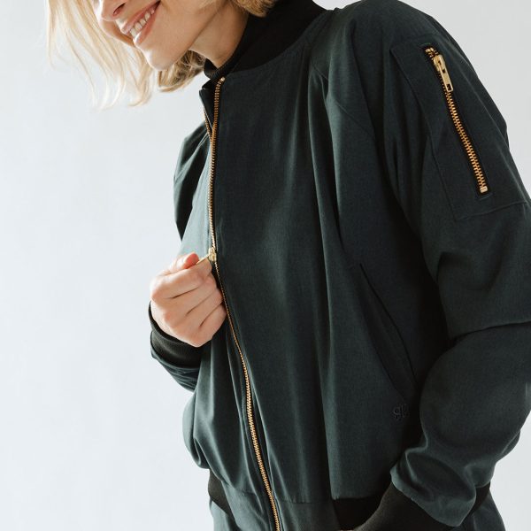 Heather Cobalt Bomber Jacket For Sale - Image 5