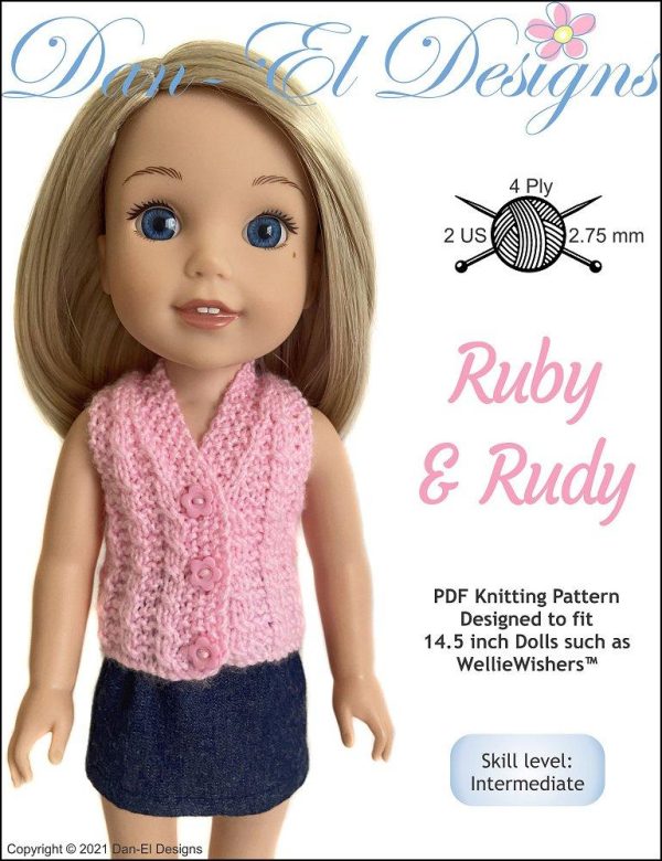 Ruby & Rudy 14.5  Doll Clothes Knitting Pattern Supply