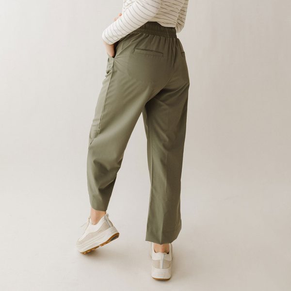 Audrey Wide Leg Pants, Olive Cheap - Image 5