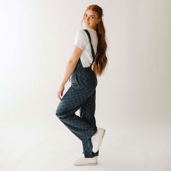 BYU Audrey Trouser Overalls, Blue Check Sale - Image 3