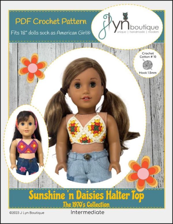 Sunshine  n Daisies Halter Top 18  Doll Clothes Crochet Pattern Online Hot Sale
