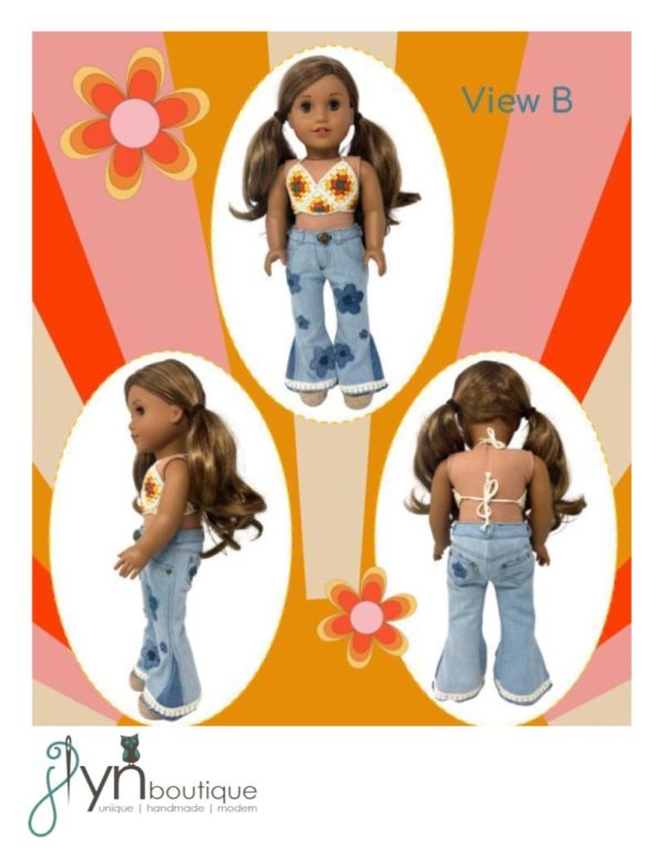 Sunshine  n Daisies Bell Bottoms 18  Doll Clothes Pattern on Sale - Image 4