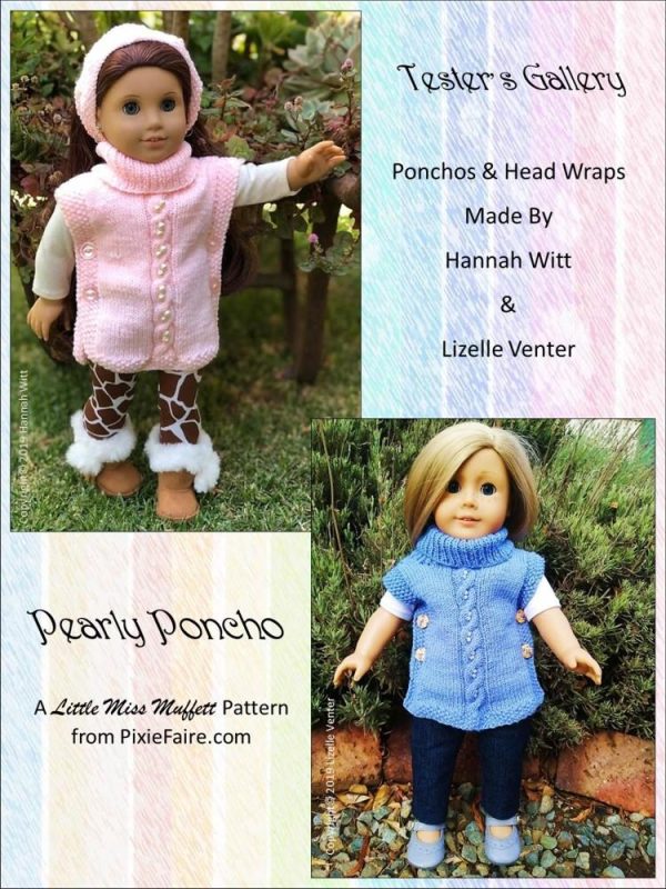 Pearly Poncho 18  Doll Knitting Pattern For Sale - Image 5