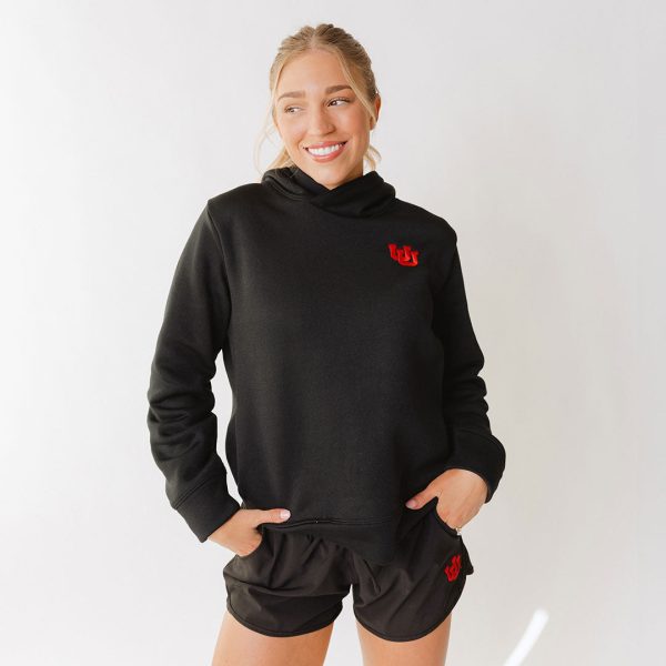 Utah Embroidered Dorm Hoodie, Black UU Sale - Image 5