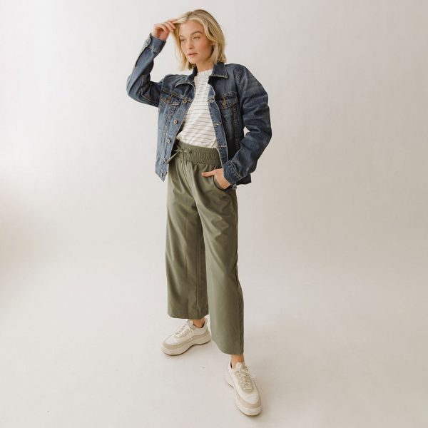 Audrey Wide Leg Pants, Olive Cheap - Image 2