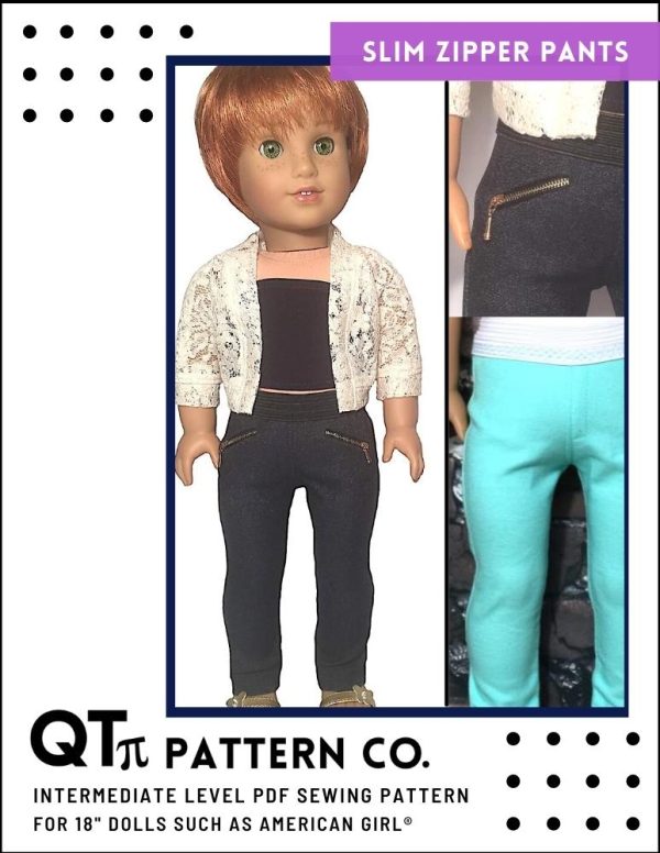 Slim Zipper Pants 18  Doll Clothes Pattern Supply