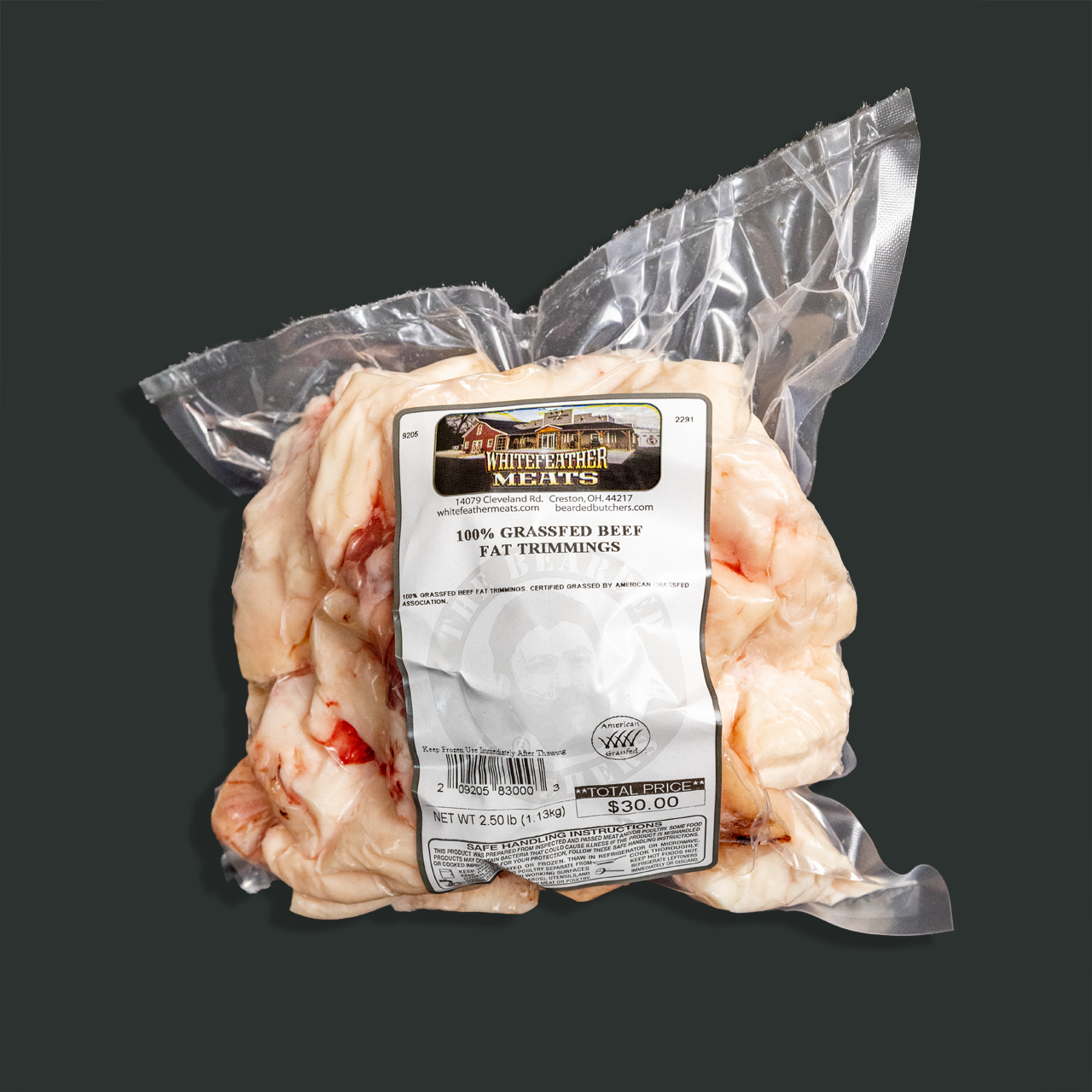 100% Grassfed Beef Fat Trimmings 2.5# Fashion