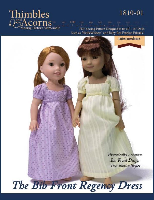 Bib Front Regency Dress 14-15  Doll Clothes Pattern Fashion