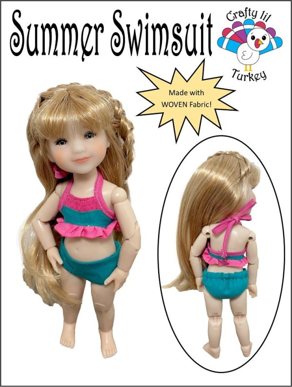 Summer Swimsuit Pattern For 8  BJD Dolls such as Mini Sara™ For Sale - Image 2