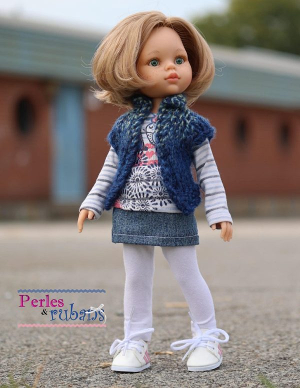 Vest for Chilly Days 13  Doll Clothes Knitting Pattern for Paola Reina Dolls Supply - Image 5
