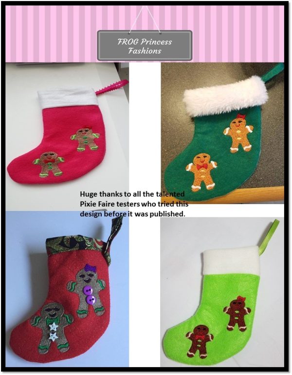 The Gingerbread Dress and Gingerbread Twins Stocking Machine Embroidery Design Discount - Image 3