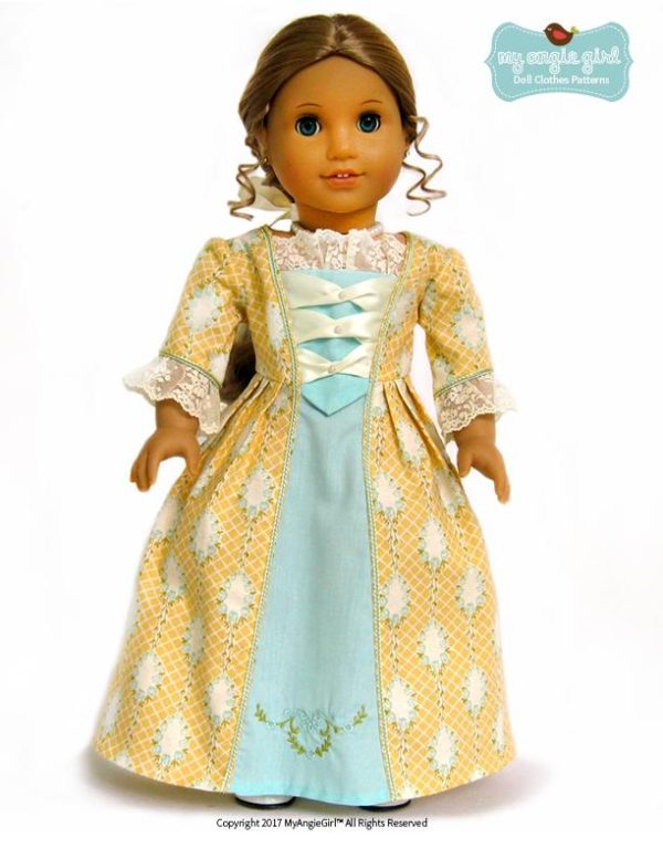 18th Century Colonial Gown 18  Doll Clothes Pattern Hot on Sale - Image 3