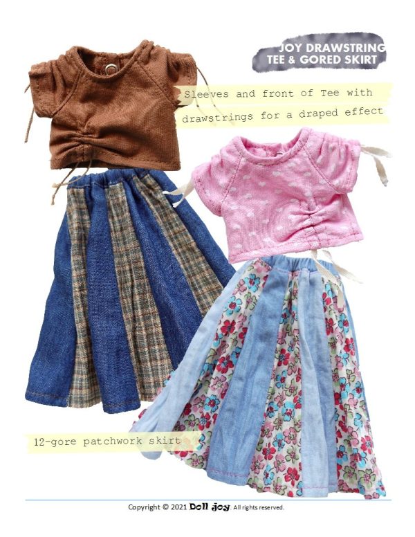 Joy Drawstring Tee and Gored Skirt Pattern For 13  Paola Reina Dolls Supply - Image 2