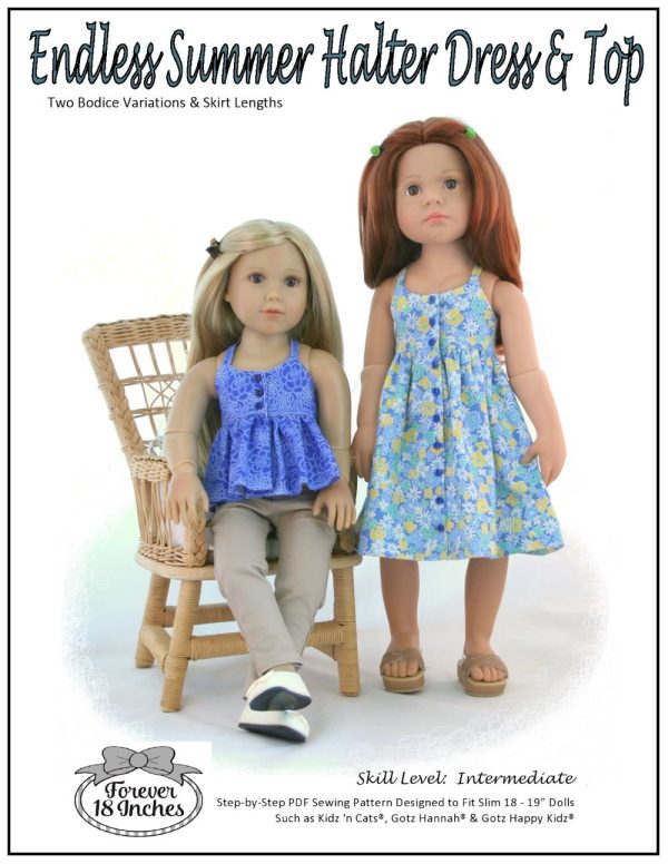 Endless Summer Halter Dress & Top Pattern for Kidz N Cats and 19  Gotz Dolls Online Sale
