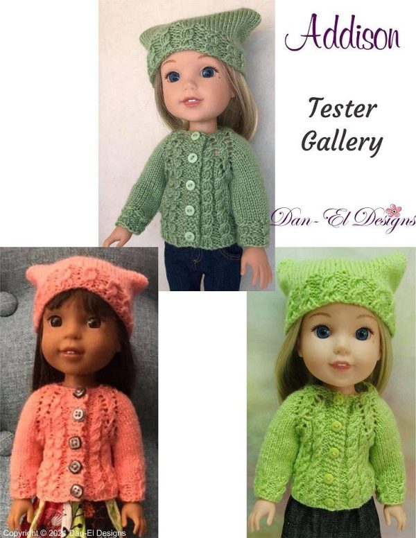 Addison Knitted Sweater and Hat 14.5  Doll Clothes Knitting Pattern Hot on Sale - Image 3