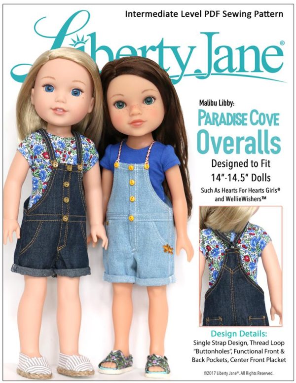 Paradise Cove Overalls 14 - 14.5 inch Doll Clothes Pattern For Sale