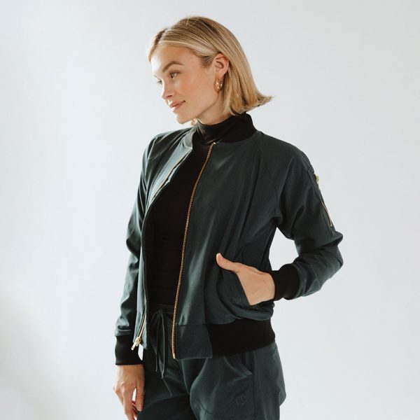 Heather Cobalt Bomber Jacket For Sale