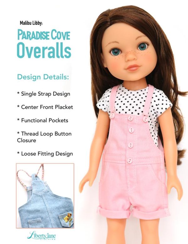 Paradise Cove Overalls 14 - 14.5 inch Doll Clothes Pattern For Sale - Image 4