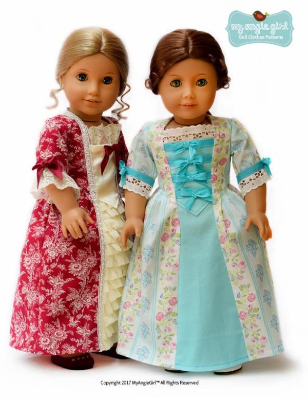 18th Century Colonial Gown 18  Doll Clothes Pattern Hot on Sale - Image 5