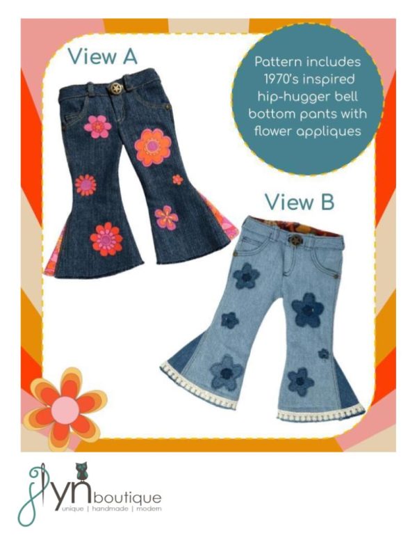 Sunshine  n Daisies Bell Bottoms 18  Doll Clothes Pattern on Sale - Image 2
