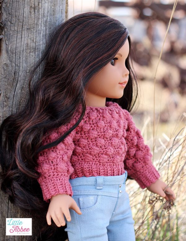 Bobble Sweater Doll Clothes Crochet Pattern for 18 Inch Dolls Sale - Image 5
