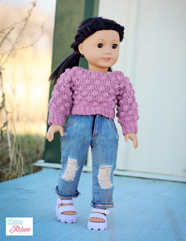 Bobble Sweater Doll Clothes Crochet Pattern for 18 Inch Dolls Sale - Image 2