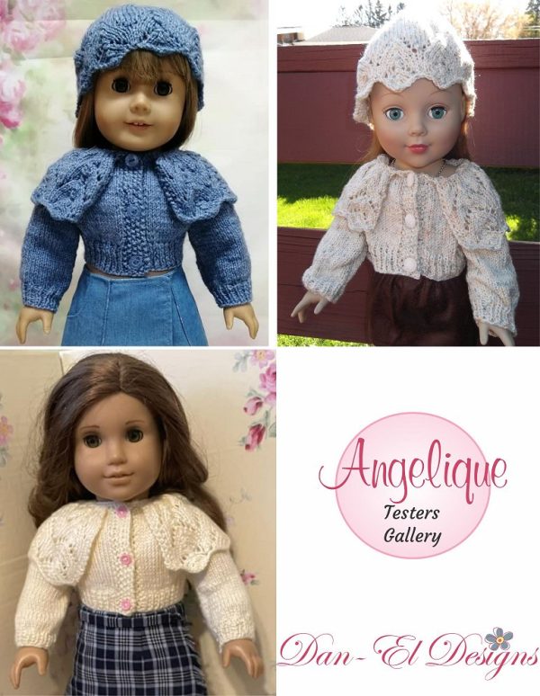Angelique Sweater and Beanie 18  Doll Clothes Knitting Pattern For Sale - Image 3