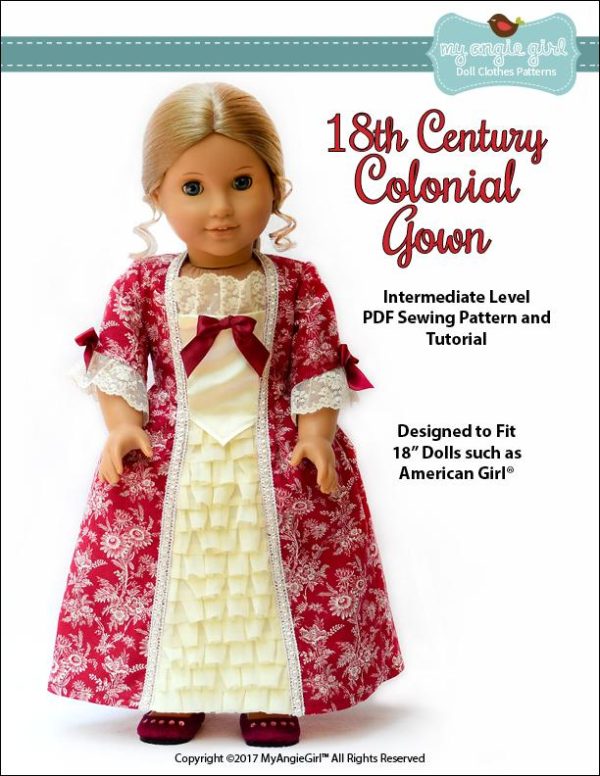 18th Century Colonial Gown 18  Doll Clothes Pattern Hot on Sale