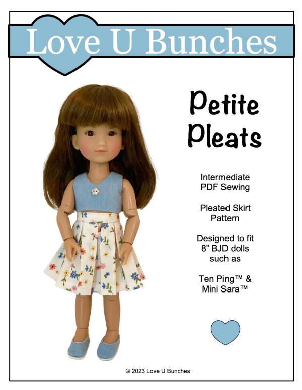 Petite Pleats Skirt Pattern for 8 Inch BJD such as Ten Ping and Mini Sara For Sale